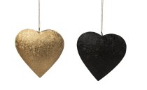 Metal heart black & gold for hanging
