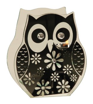 Glass tealightholder owl for 2 tealight