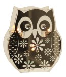 Glass tealightholder owl for 3 tealight