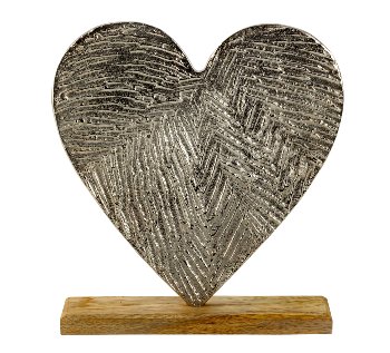 Heart on wooden base h=21cm w=18cm