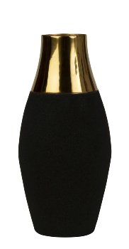 Metall-Vase schwarz/gold h=25,5cm d=11cm