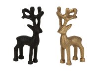 Metal reindeer black & gold h=15cm