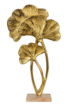 Sculpture 3 tropical leaves gold on