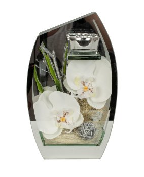 Glass decoration for tealight with white