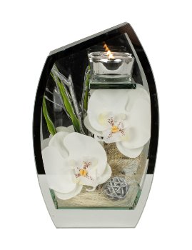Glass decoration for tealight with white