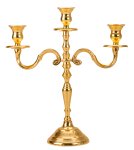 3-armed candleholder gold plated h=31cm