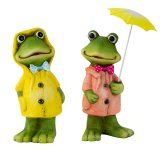 Frosch stehend mit Mantel & Regenschirm