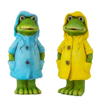 Frog standing with coat h=43,5cm w=20cm
