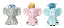 Money box elephant sitting 3 colors