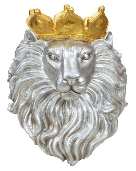 Löwenkopf silber mit goldener Krone