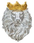 Löwenkopf silber mit goldener Krone