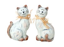 Cat standing with straw-bow h=14,5cm
