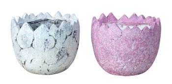 Keramik Pflanztopf grau & rosa h=20cm