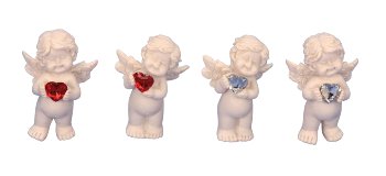 Baby angel with heart h=5cm assort. in