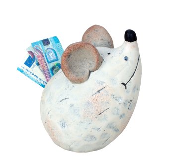 Mouse money box cream sitting h=15cm