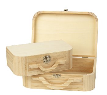 Holzboxen in Koffer-Form mit Henkel