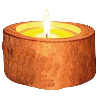 Holz-Kerzenhalter mit Zitronella-Kerze,