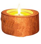 Holz-Kerzenhalter mit Zitronella-Kerze,