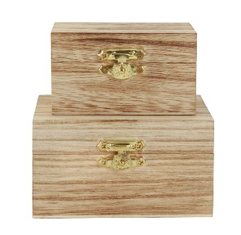 Set of 2 wooden boxes h=4,5cm 9x6cm &