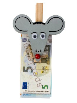 Money present "Mouse with clip" h=10cm