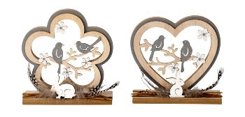 wooden decoration with birds and rabbit
