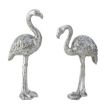 Flamingo silver glitter h=20-24cm