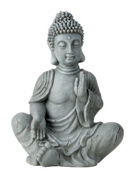 Buddha sitzend im Schneidersitz grau