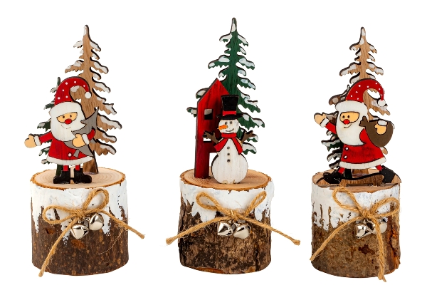 Weihnachtsdeko auf Holzstamm h=15,5cm b=5,5cm | Dekofiguren