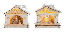 Wooden Xmas house h=17cm w=18cm with LED