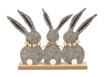Felt easter rabbit trio in grey for