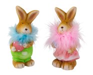 Rabbit standig with egg pink & green