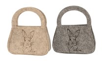 Felt bag with rabbit print in brown &