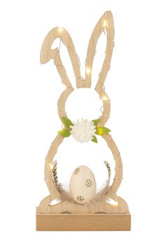 Wooden easter rabbit silhouette with