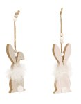 wooden rabbit rose & grey f.hanging