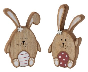 Wooden rabbit h=15,5+16,5cm w=9,5cm