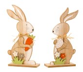 Holz-Osterhase mit Karotte & Ei stehend