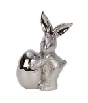 Rabbit with egg in chrome/silver h=20cm