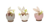 Egg decoration with rabbits h=10cm