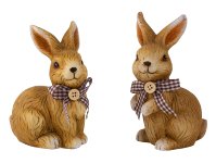 Rabbit sitting with brown/white checked