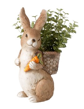 Rabbit sitting with basket on spine for