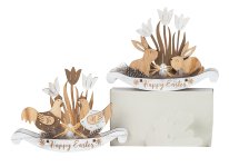 Wooden easter decoration brown "Happy