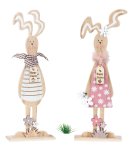 Wooden easter rabbit with "Happy Easter"
