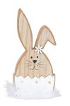 Wooden easter rabbit with feather h=19cm
