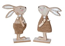 Wooden easter rabbit with jute clothes