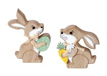Wooden easter rabbit with egg and carrot