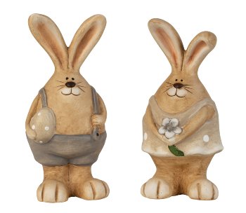 Easter rabbit brown/cream with flower &