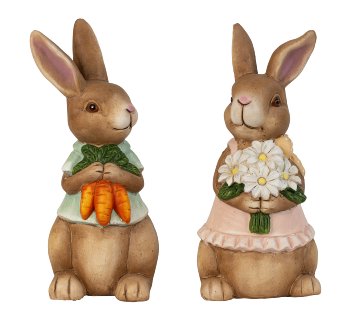 Easter rabbit standing with flowers &