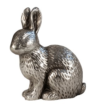 Modern rabbit sitting in silver h=17,5cm