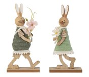 Wooden rabbit with green clothes