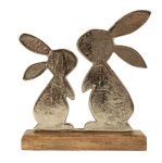 Rabbits small and big on wooden base